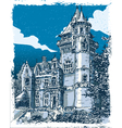 vintage hand drawn view of old castle in belgium vector image