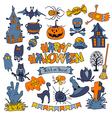 happy halloween icons set with various elements vector image vector image