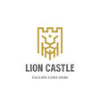 heraldic geometric golden leo lion king castle vector image vector image