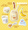 smoothie recipe with funny characters vector image