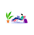 boy working on computer on relax mood vector image vector image
