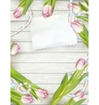 tulips lying on a white textured table eps 10 vector image