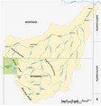 map of the yellowstone riverbasin vector image vector image
