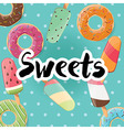 poster design with tasty donuts and ice cream vector image