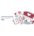 love and heart lined flat vector image