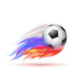 soccer ball with flame trail of russian flag vector image