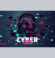 cyber punk woman girl gamer portrait video games vector image vector image