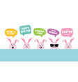 easter bunnies with greeting speech bubbles vector image