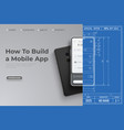 a technical drawing of phone with mobile vector image