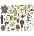 colorful set with hand-drawn halloween doodles vector image
