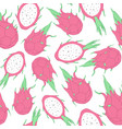 tropical seamless pattern with dragon fruit vector image