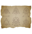 set sacred triangle symbols and mystic figures vector image