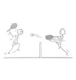 cartoon of two tennis players playing vector image