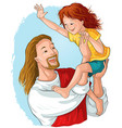laughing jesus holds happy child cartoon christian vector image vector image