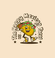 mascot character of walking tacos with happy face vector image