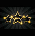 retro light sign three gold stars vector image