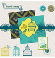 birds and birdcages collection vector image vector image