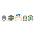 cartoon summer beach huts beach houses bungalow vector image vector image