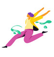 female character running happily excitement joy vector image