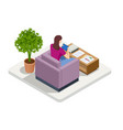 isometric business woman working at home vector image