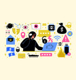 cyber crime flat set vector image vector image