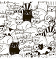 hand drawn seamless pattern with cute cats vector image