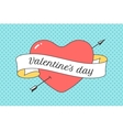 old ribbon with message valentine day red heart vector image