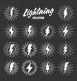 set vintage lightning bolts and sunrays vector image