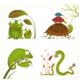 cartoon reptile animals parent with baby vector image vector image