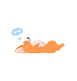 funny smiling corgi dog sleeping on back vector image