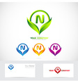 letter n green leafs logo set vector image vector image