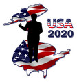 silhouette president on usa map vector image