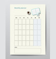 business planner calendar template monthly vector image