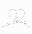 continuous line or one art broken heart vector image