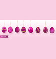 easter pink eggs with gold ornaments lined vector image