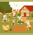 farm or garden scene with cute funny animals vector image