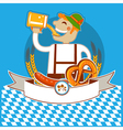 oktoberfest symbol label with man and beer color vector image