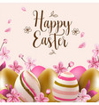 easter eggs and cherry flowers vector image vector image