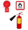 fire extinguisher alarm bell and risk sign vector image
