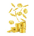 stack of gold coins and falling metal money vector image