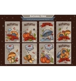 big set of cards from the vertical colored doodles vector image vector image