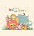 birthday background with happy cartoon vector image
