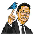 elon musk buy twitter bird cartoon vector image