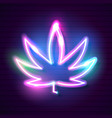 medical cannabis logo leaf glowing neon sign vector image