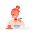 girl eating crunchy corn flakes or sweet granola vector image vector image