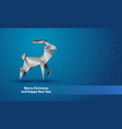 polygonal white deer on blue snowy background vector image vector image
