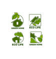 set of ecological homes green leaves and trees vector image