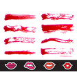 red lipstick smears set texture brush strokes vector image