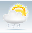 sun and raining clouds weather web icon vector image