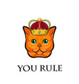 cute cat face with crown king vector image vector image